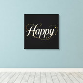 Toile Minimalist Elegant Gold Happy Typography - Classy (Insitu (Plancher de Bois))
