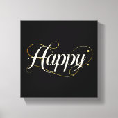 Toile Minimalist Elegant Gold Happy Typography - Classy  (Recto)