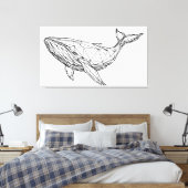 Toile Minimalist Geometric Whale Canvas Wall Art (Insitu(Chambre))