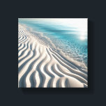 Toile Minimalist Rippled White Sand Beach with Crystal<br><div class="desc">A high-angle,  minimalist digital artwork showcasing elegant,  deep ripples in pure white sand meeting translucent turquoise ocean water. The scene captures the mesmerizing patterns of the shoreline with soft sunlight reflecting off the calm sea surface. Perfect for modern minimalist homes,  luxury spa decor,  or sophisticated coastal-themed interiors.</div>