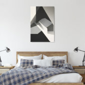 Toile Minimaliste Abstrait Noir Blanc Gris (Insitu(Chambre))