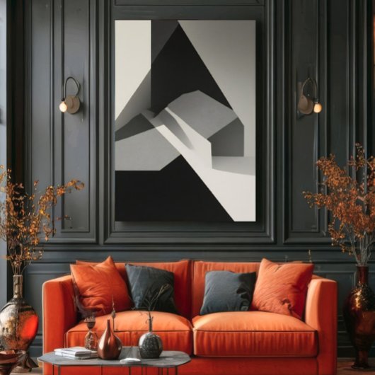 Toile Minimaliste Abstrait Noir Blanc Gris