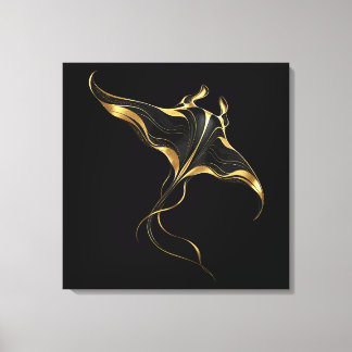 Toile minimaliste enroulée de raie manta dorée