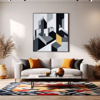 Toile Minimaliste Géométrique Noir Blanc