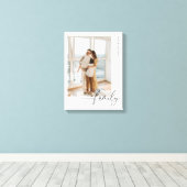 Toile Minimalistic Family Name Script Custom Photo (Insitu (Plancher de Bois))