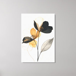 Toile Minuit & Amber Bloom : Botanica Minimaliste Modern