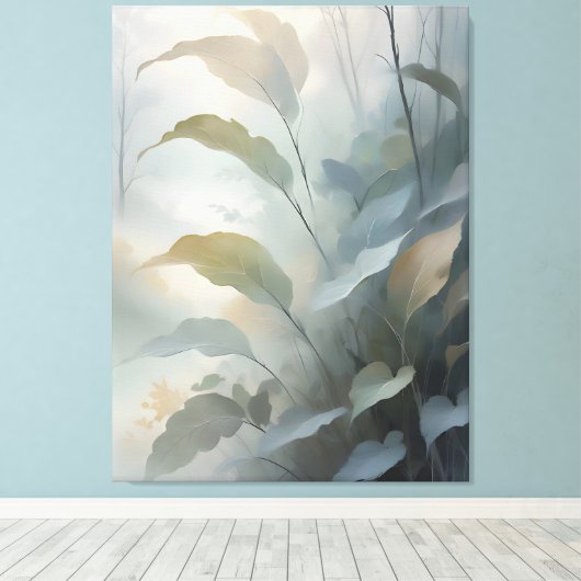 Toile Misty Feuilles du matin dans la forêt (Insitu (Plancher de Bois))