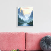 Toile Misty Mountain Range Nature Aquarelle Peinture (Insitu(Salon))