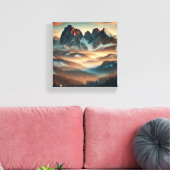 Toile Misty Mountain Stretched Canvas Print Wall Art (Insitu(Salon))