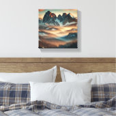 Toile Misty Mountain Stretched Canvas Print Wall Art (Insitu(Chambre))