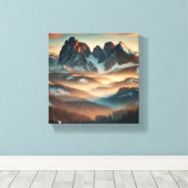 Toile Misty Mountain Stretched Canvas Print Wall Art (Insitu (Plancher de Bois))