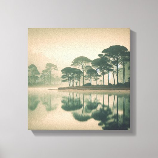 Toile Misty Tranquil Lake View – Canvas Wall Art (Recto)