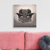 Toile Mjolnir Le marteau de Thor et les corbeaux (Insitu(Salon))