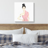 Toile Mode fille blonde en robe florale (Insitu(Chambre))
