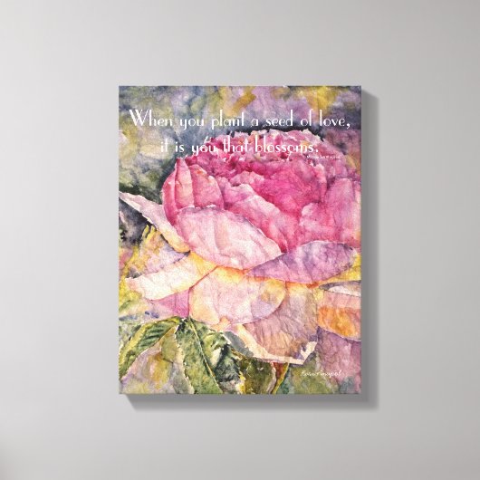 Toile Modèle d'aquarelle Rose Zen Quote (Recto)