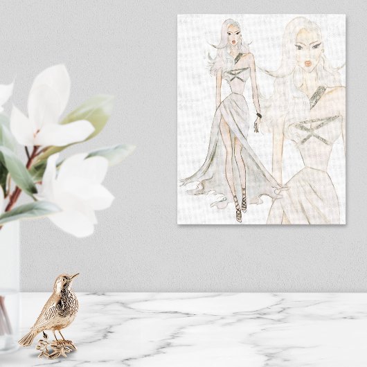 Toile Modèle de mode Vogue Aquarelle