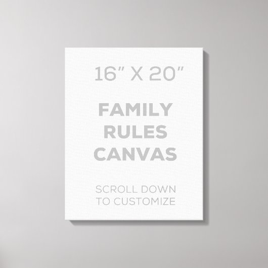 Toile Modèle de règles de famille 16 pouces x 20 pouces (Recto)