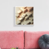 Toile Modern 3D Isometric Geometric Blocks - Gold and Gr (Insitu(Salon))