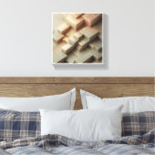 Toile Modern 3D Isometric Geometric Blocks - Gold and Gr (Insitu(Chambre))