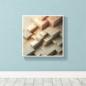 Toile Modern 3D Isometric Geometric Blocks - Gold and Gr (Insitu (Plancher de Bois))