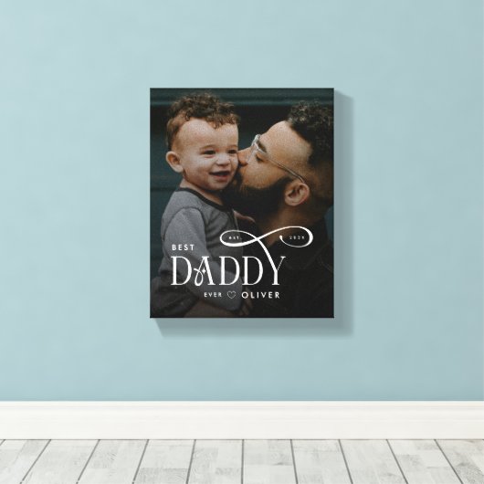 Toile Modern Best Daddy Ever Photo Personalized Canvas (Insitu (Plancher de Bois))