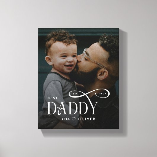 Toile Modern Best Daddy Ever Photo Personalized Canvas (Recto)