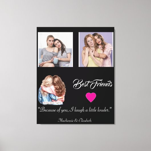 Toile Modern Best Friends Photo Grid Keepsake Gift Plaqu (Recto)