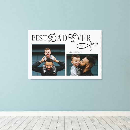 Toile Modern Elegant Best Dad Ever 2 Photos Fathers Day (Insitu (Plancher de Bois))