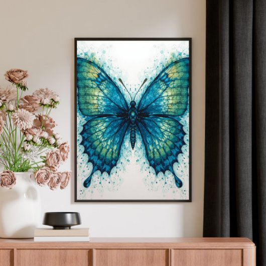 Toile Modern Fantasy Fractal Art Watercolor Butterfly 
