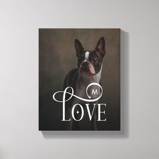 Toile Modern Love Custom Dog Pets Photo Monogram (Recto)