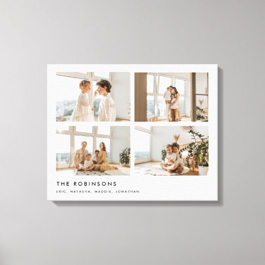 Toile Modern Minimal 4 Photo Custom Family Name (Recto)
