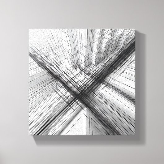 Toile Modern Minimalist Urban Wireframe - Abstract 3D (Recto)