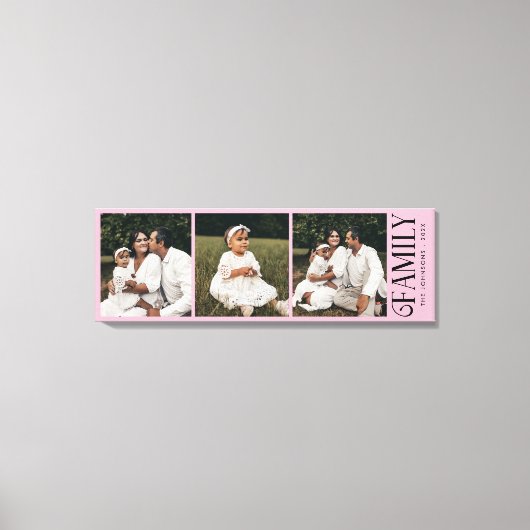 Toile Modern Script Family Custom 3 Photos Name  (Recto)