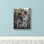Toile Modern Script Love Custom Engaged Couples Photo (Insitu (Plancher de Bois))