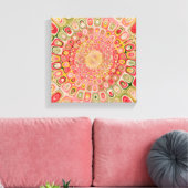Toile Moderne Abstrait Mandala Aquarelle Pastel Rose (Insitu(Salon))