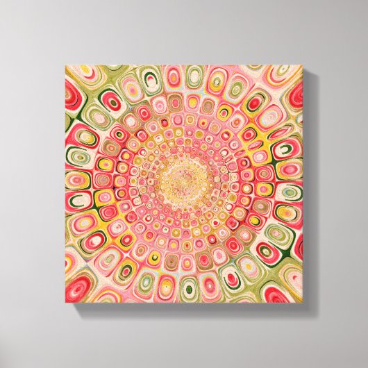 Toile Moderne Abstrait Mandala Aquarelle Pastel Rose (Recto)