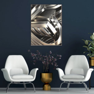 Toile Moderne Abstrait Silver industriel et minimaliste