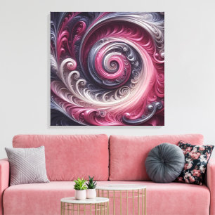 Toile Moderne Abstrait Simple Tourbillonnant Rose et Vio