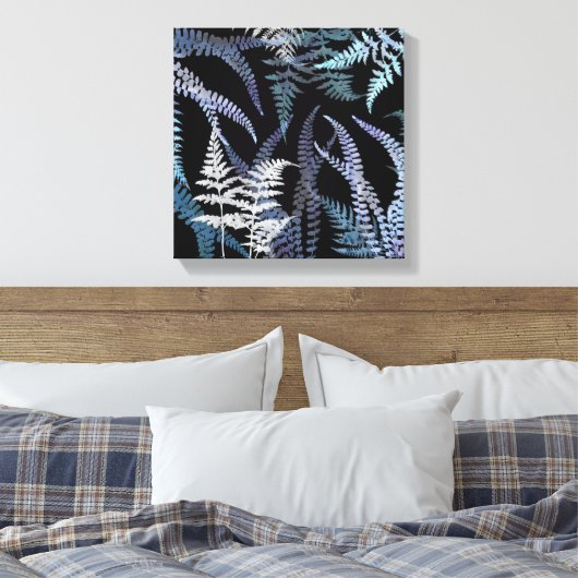 Toile Moderne Blue Fern Elegant Botanical Abstrait (Insitu(Chambre))