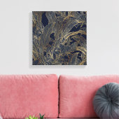 Toile Moderne Blue Gold Foliage Plante Design botanique (Insitu(Salon))