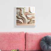 Toile Moderne chemins géométriques 3D abstraits - Crème (Insitu(Salon))