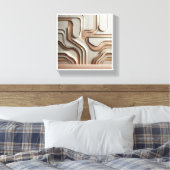 Toile Moderne chemins géométriques 3D abstraits - Crème (Insitu(Chambre))