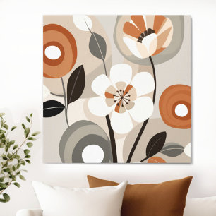 Toile Moderne Florale Rétro du milieu du siècle