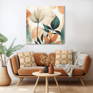 Toile Moderne Florale Rétro du milieu du siècle