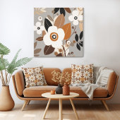 Toile Moderne Florale Rétro du milieu du siècle