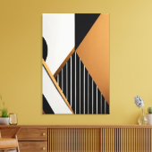 Toile Moderne Géométrique Abstraite Noir et Brun Clair (Insitu(Salon))