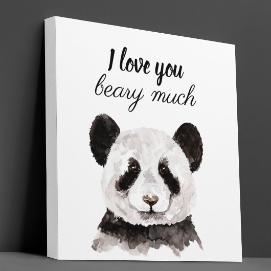 Toile Moderne Je T'Aime Beary Beaucoup Panda Noir Et Bla