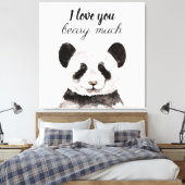 Toile Moderne Je T'Aime Beary Beaucoup Panda Noir Et Bla (Insitu(Chambre))