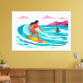Toile Moderne surf tropical rétro 02 (Insitu(Salon))