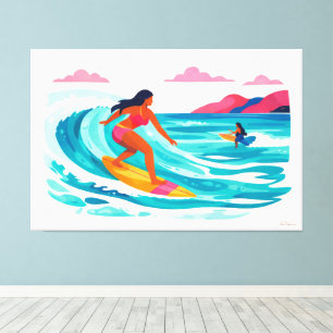 Toile Moderne surf tropical rétro 02